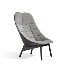 HAY Uchiwa Quilt loungefåtölj 307-201 grey-svart ek-svart läder
