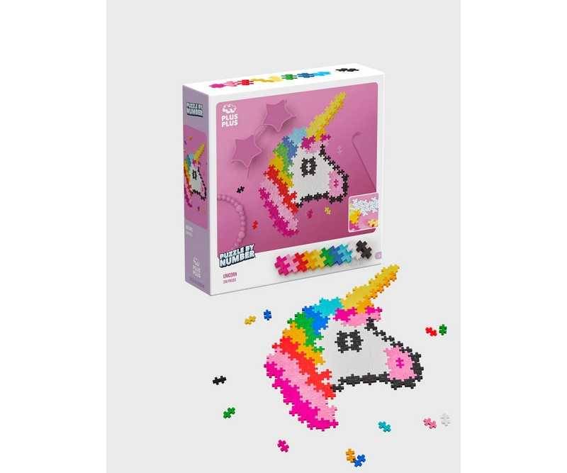 Plus Plus, Puzzle By Number - Enhjørning - 250 Brikker