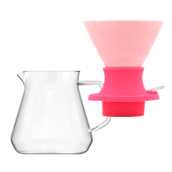Filterbryg Sæt Inkl. Timemore Server 600ml & Hario V60 Immersion Switch Dripper Keramik 2 Kop. Pink & 100 stk. Filtre