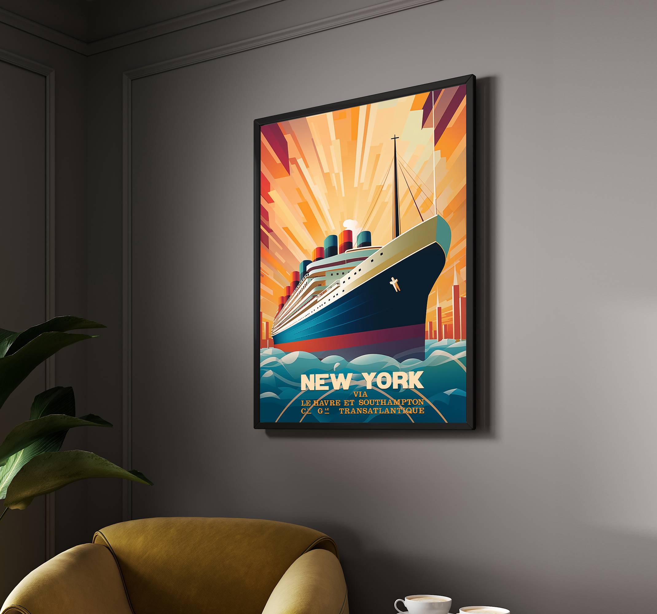 Nytt arbetsfartyg Art Déco-affisch