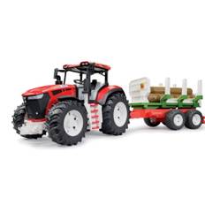 Bruder ROADMAX Roter Traktor mit Rückeanhänger und 3 Baumstämmen 03453