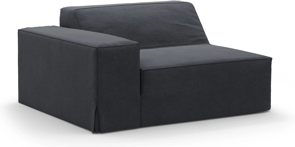 Modulsofa - Micadoni Jodie venstrevendt modul Lins strukturstof, grå/blå