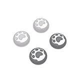 PlayVital Tumgreppsskydd för ps5/ps4-kontroller,4 Silikon Joystickskydd för Xbox Serie X S,Analoga Joystick Caps för Switch Pro-Gray & Light Gray(Katt Tass)