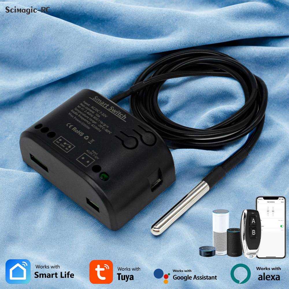 Tuya WiFi Smart Temperature Switch 7-32V 220V Controller 2200W Intelligent Thermostat Work With Alexa