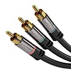 KabelDirekt – 5m komponentkabel (3 hane RCA-anslutningar – 3 hane RCA-anslutningar, FullHD 1080i) PRO-serien