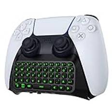 MoKo Green Backlight Keyboard for PS5 Controller, PS5 Wireless Mini Keyboard Chatpad for Playstation 5 Controller, Keypad Built-in Speaker with 3.5mm Audio Jack for Messaging and Game Live Chat, Black