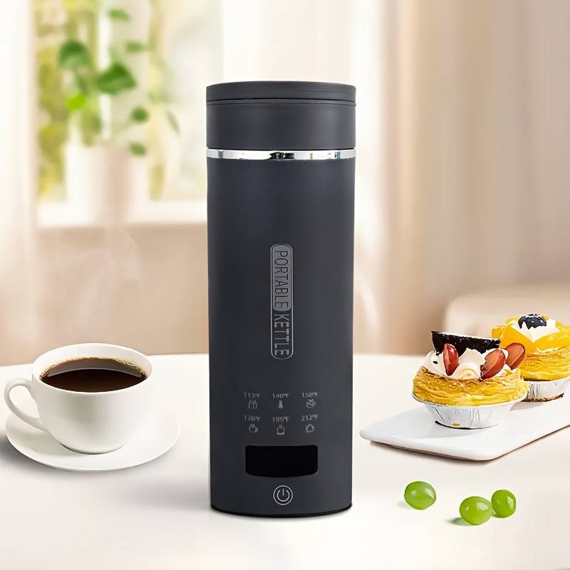 1pc Travel Electric Kettle Portable Small Small Kettle Water Boiler, Water Heater with 6 Temperature Controls, - Grey