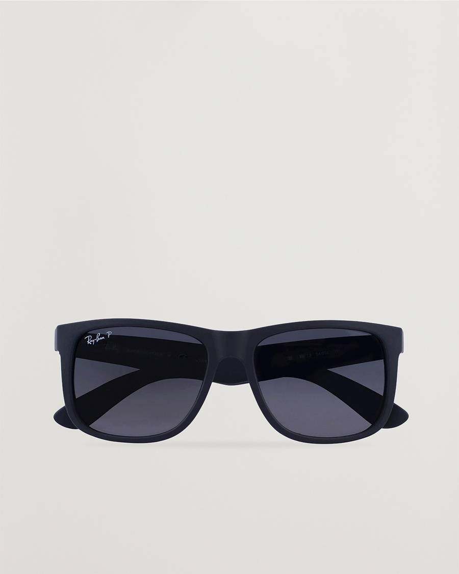 Ray-Ban 0RB4165 Justin Polarized Wayfarer Sunglasses Black/Grey