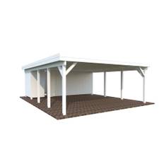 Palmako Karl carport med redsskabsrum malet hvid 40,6 m2