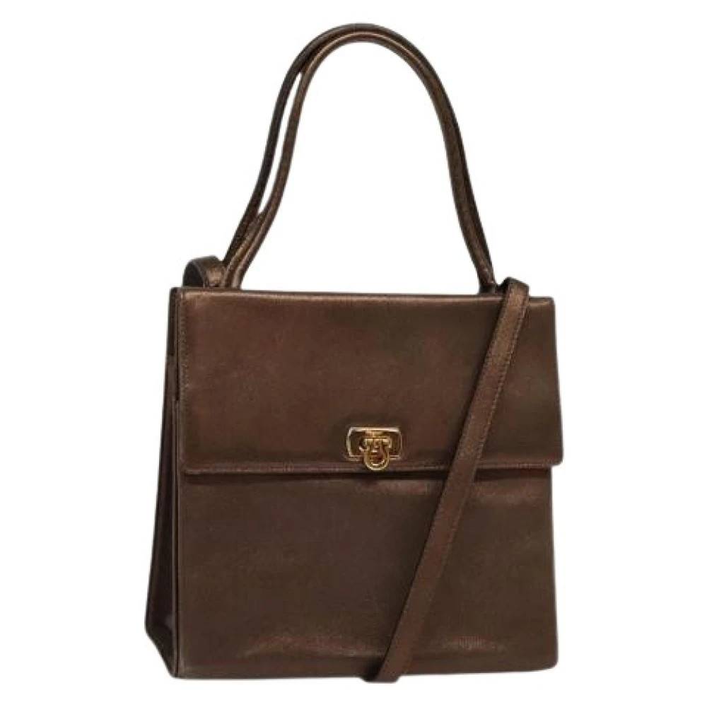 Salvatore Ferragamo Pre-owned Pre-owned Laeder hndtasker - Vintage - Dame - Brun - ONE SIZE - Uld
