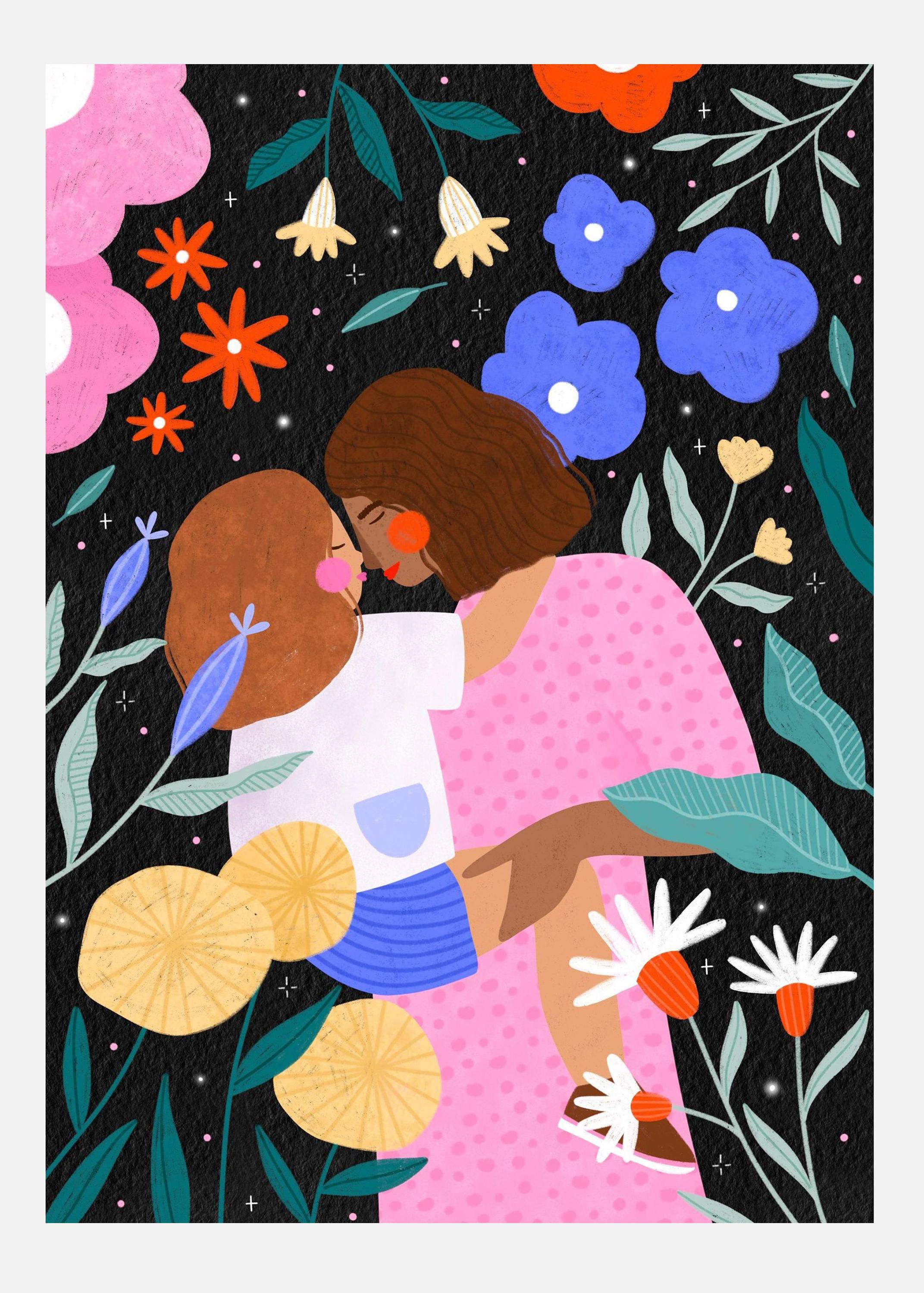 Mum And Daughter In Bloom Canvastavla (50x70 cm)