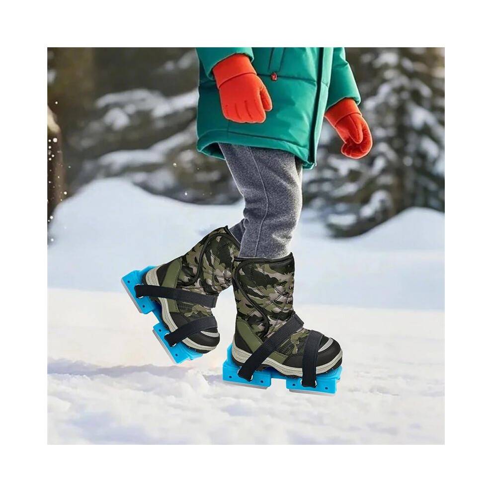Winter Toddler Ice Skates, Adjustable Double Runner Ice Skates with Hook and Loop Fastener Straps