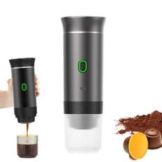 Bärbar espressomaskin, 4-6 min självuppvärmande, 3-i-1 bärbar kaffebryggare, laddning, kapslar, 50 gånger för en liten stor