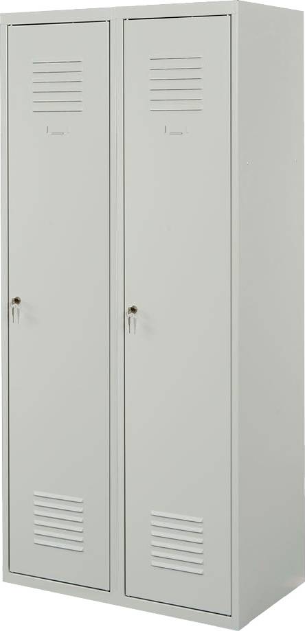 Proff garderobeskab, 2x(1x2), Plan, Cylinder, Grå