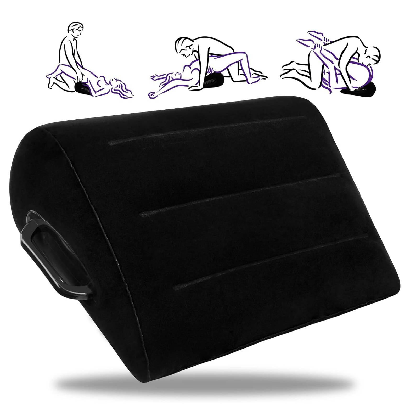 SuperLove Inflatable Sex Pillow with Handles Black - svart