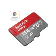 SanDisk Ultra - Flash-minneskort (microSDXC till SD-adapter inkluderad) - 256 GB - A1 / UHS Class 1 / Class10 - mikroSDXC UHS-I