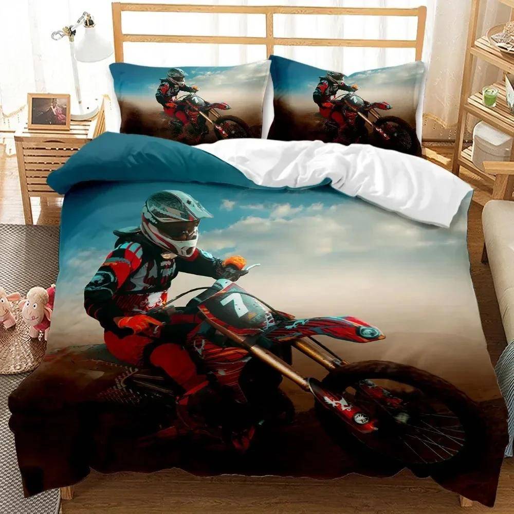 Motocrossförare Bäddset Extremsport Påslakan Barn Tonåringar Herr Motorcykel Täckeöverdrag Dirt Bike Polyester Påslakanset 70x133cm 2pcs