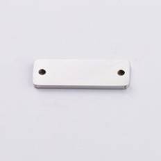 Fnixtar rektangel charms taggar gravera logotyp kontakt charms spegel polerat rostfritt stål diy smycken 6 x 18mm 20 st / parti - Stålfärg två hål