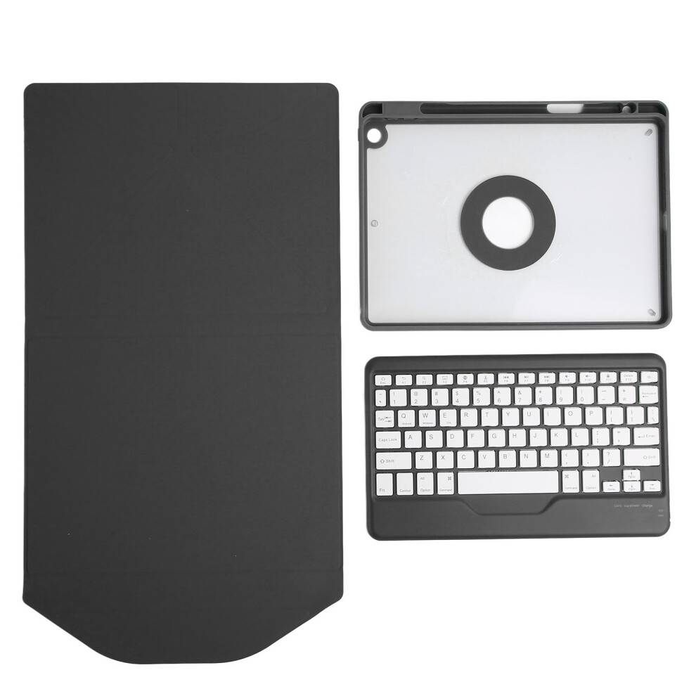 Aftageligt Bluetooth-tastatur til iPad 10.2, fuldt beskyttende etui med magnetisk tastatur-foldecover, blyantholder, indbygget kabel, omgivende lys