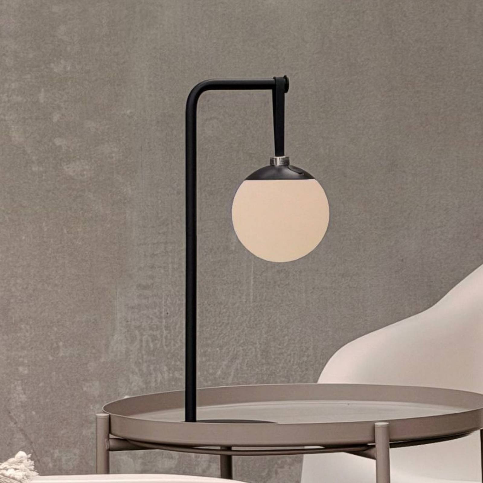 Dyberg Larsen LED-batteridriven dekorlampa Odin, svart/vit, IP44 dimbar, Svart, Syntetmaterial, Modern
