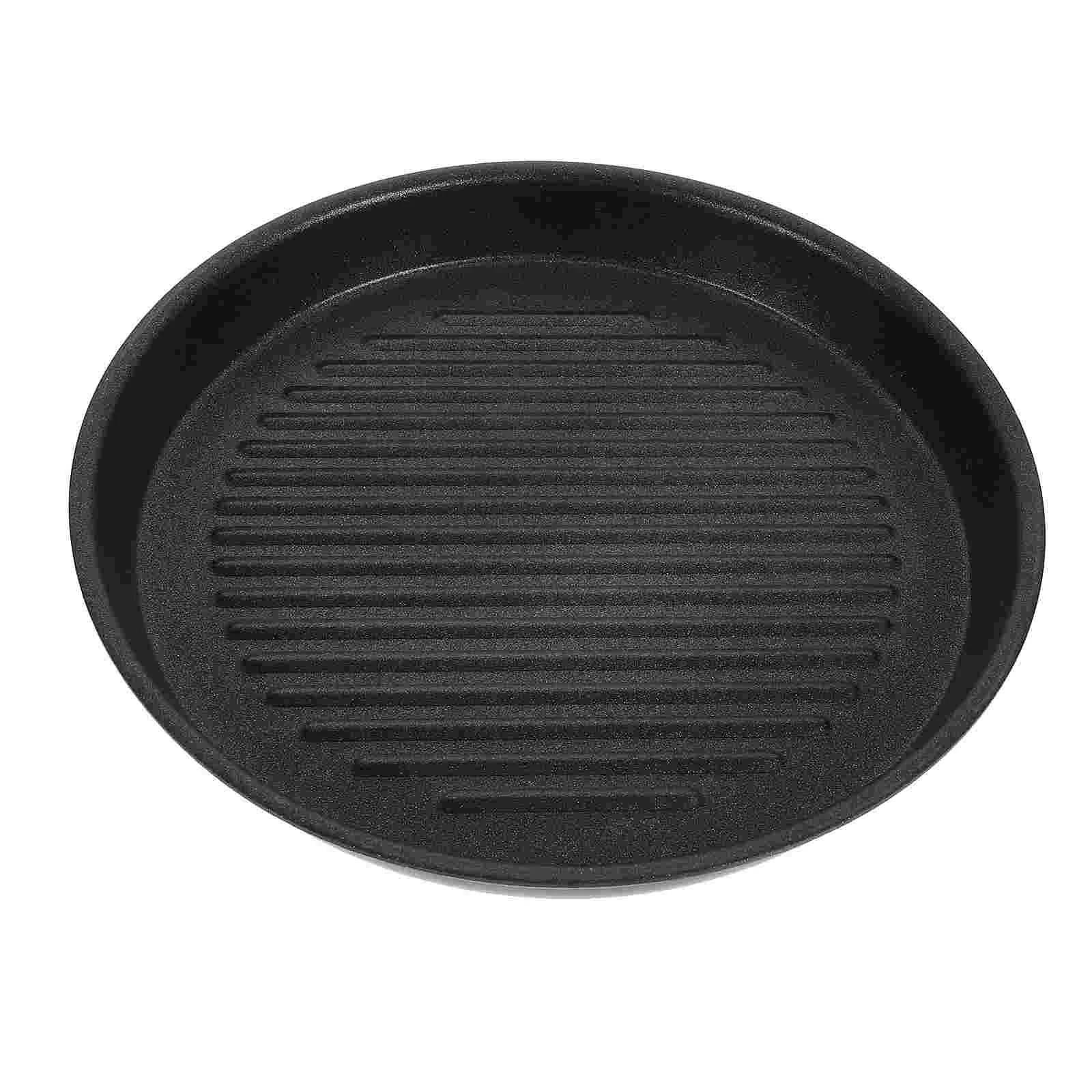 Pan Induktionsgrillpanna Stekpanna Grillpanna BBQ Spis Pannor Spishäll Platta Stekning Rund Induktion Nonstick Toppbricka Grill Järngjutgods svart