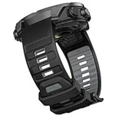 OVERSTEP Armband för Garmin Fenix 8 AMOLED 47mm/Fenix 8 Solar 47 mm, ersättningsarmband i mjukt silikon för Garmin Epix Pro 47 mm/Fenix 7/Fenix 6/Fenix 5/Approach S60/S62, Grå/svart, 22MM