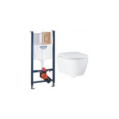 GROHE Essence Alt-i-1 Toiletpakke inkl. Sæde m/softclose, Betjeningsplade i Børstet Kobber & Cisterne 113cm