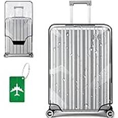 Flintronic Resväskeöverdrag, 24/28 tum Transparent PVC Bagageskydd, Skyddande Vattentät Resväska, Transparent Skydd för Resväska (med Bagageetikett x 1), #1 24 tum, 24 Inch
