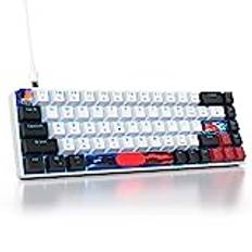 SOLIDEE 65% Mekaniskt speltangentbord,68 tangenter med linjära switchar,Trådbundet mekaniskt tangentbord med LED-bakgrundsbelysning,ergonomiskt tangentbord för PS5/PS4/Xbox Gamer(68 Black_White)
