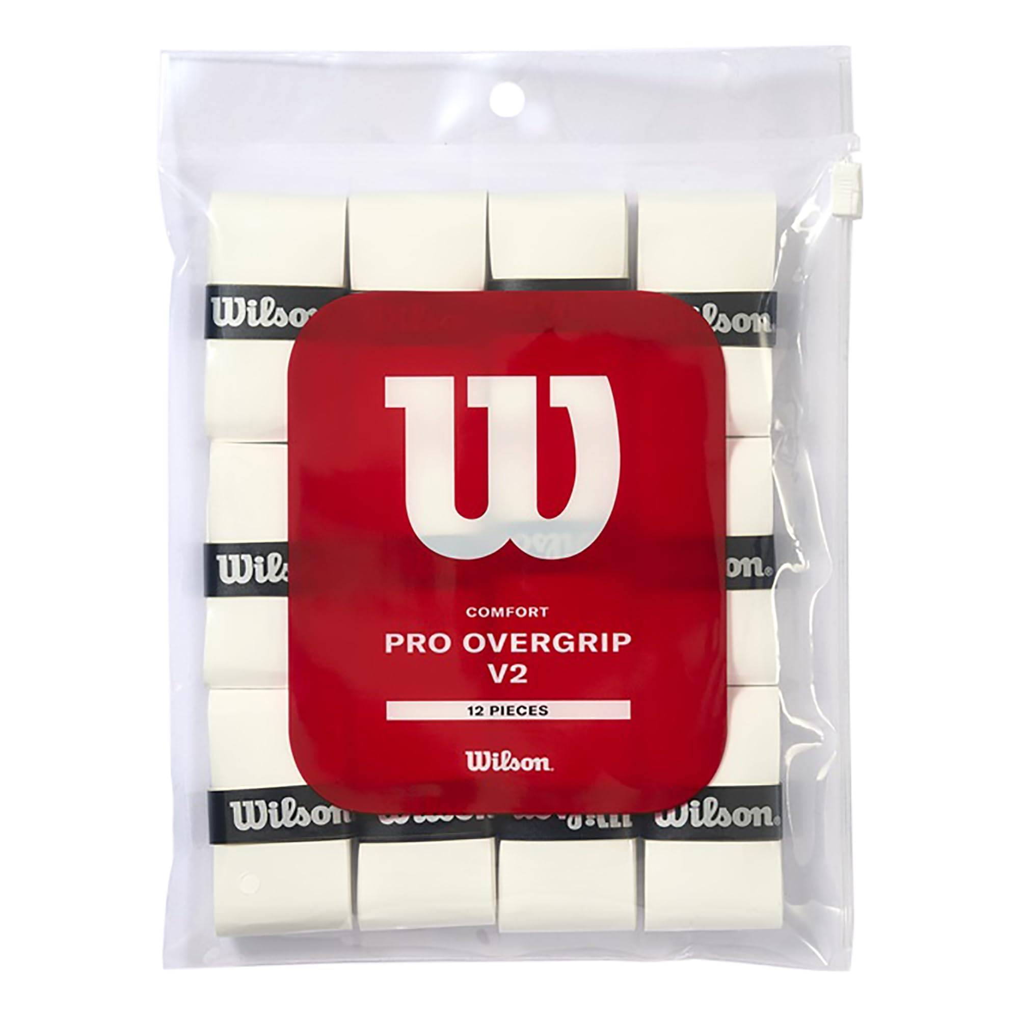 Wilson Grip Pro Overgrip WR8450101001 Tennis/Badminton Tape, V2.0, 12-Pack, White, vit