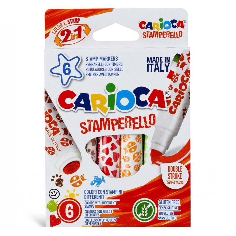 Carioca Stamperello Tuschpennor med Stämplar - 6 st.