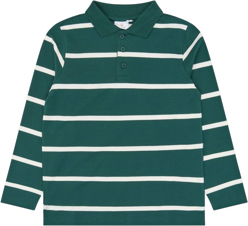 The New Tnvuk L_S Pique Polo Stl. 110-116 cm/5-6 år unisex - Pikétröjor Från Magasin - June Bug Striped (110-116 cm/5-6 år)