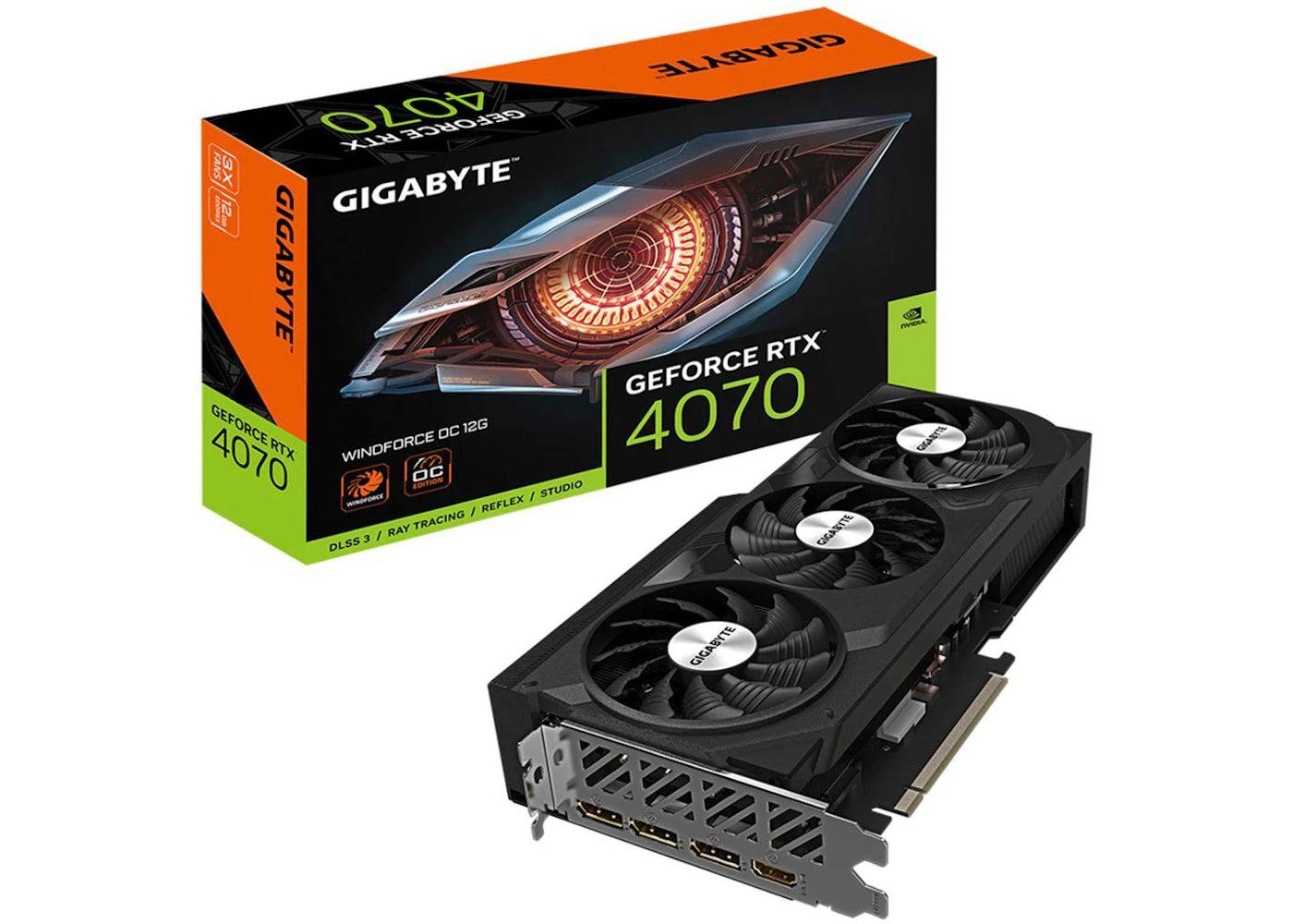 NVIDIA GIGABYTE GeForce RTX 4070 WINDFORCE OC 12G Graphics Card GV-N4070WF3OC-12GD - One Size (One Size)