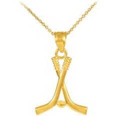 Men's Hockey Pendant Necklace in 9ct Gold - gold