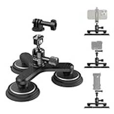 SMALLRIG 2-in-1 Triple Magnetic Suction Cup Mount för Gopro, Car Camera Mount Outside för Action Cameras, med Anti Deflection Pin Ball Head - 4468