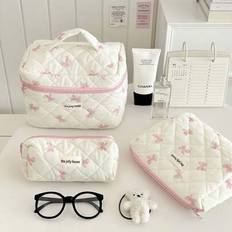 1 Pink Ribbon Butterfly Pattern Makeup Bag Storage Bag, Classic Style, Women&#39;s Makeup Bag Travel Bag Cosmetics Bag Storage Bag Butterfly Pattern Large - Pink - L,M,S,S+M+L,L+M,S+M,S+L,Drawstring Bag S