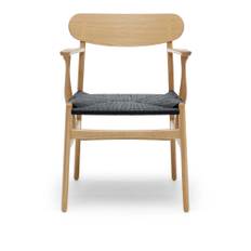 Carl Hansen - CH26, Klarlackad Ek, Svartflätat papperssnöre - Matstolar - Hans J. Wegner - Träfärgad - Trä