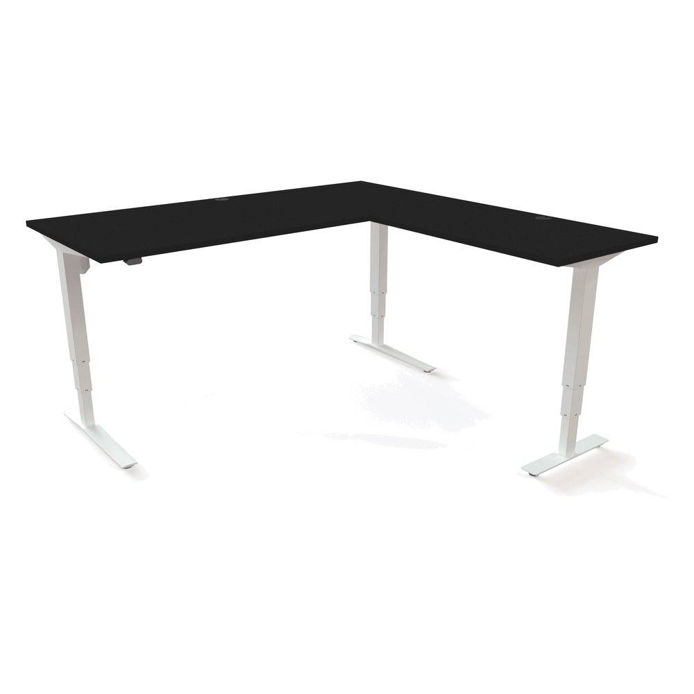 ConSet 501-43 Hæve-/sænkebord, 180x180 cm, sort med hvidt stel.