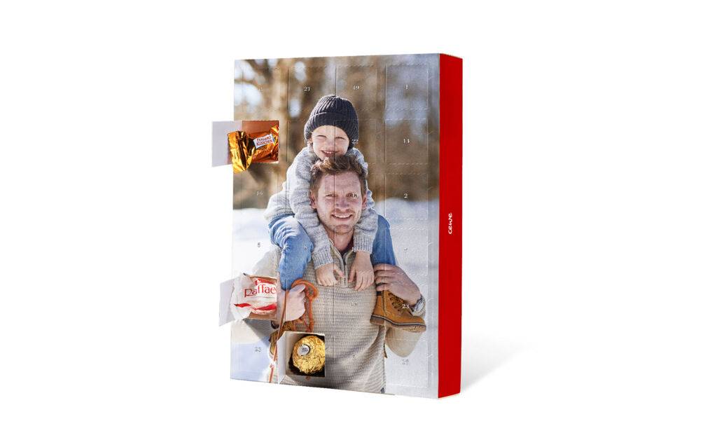 Chokladkalender med bild, fylld med Ferrero-choklad - stående