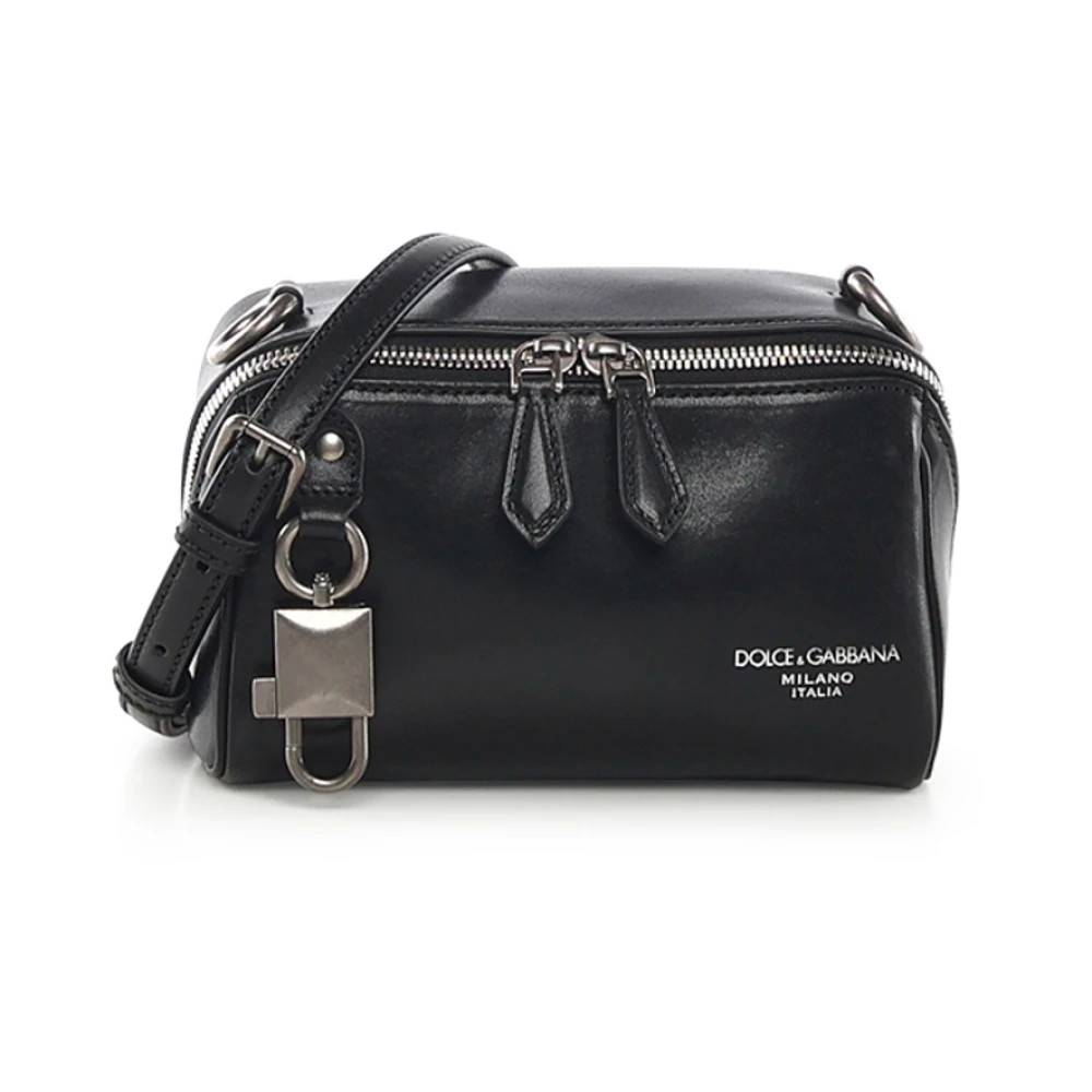 Dolce & Gabbana Lock Crossbody Taske - Tasker - Herre - Sort - ONE SIZE - Bomuld