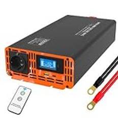 DATOUBOSS Inverter 12v 230v Ren Sinus 2000W/4000W, Strömomvandlare 12v till 230v Pure Sine Wave, Spänningsomvandlare Omvandlare med LCD-display, för Hem, RV, Lastbil, Off-Grid Solar