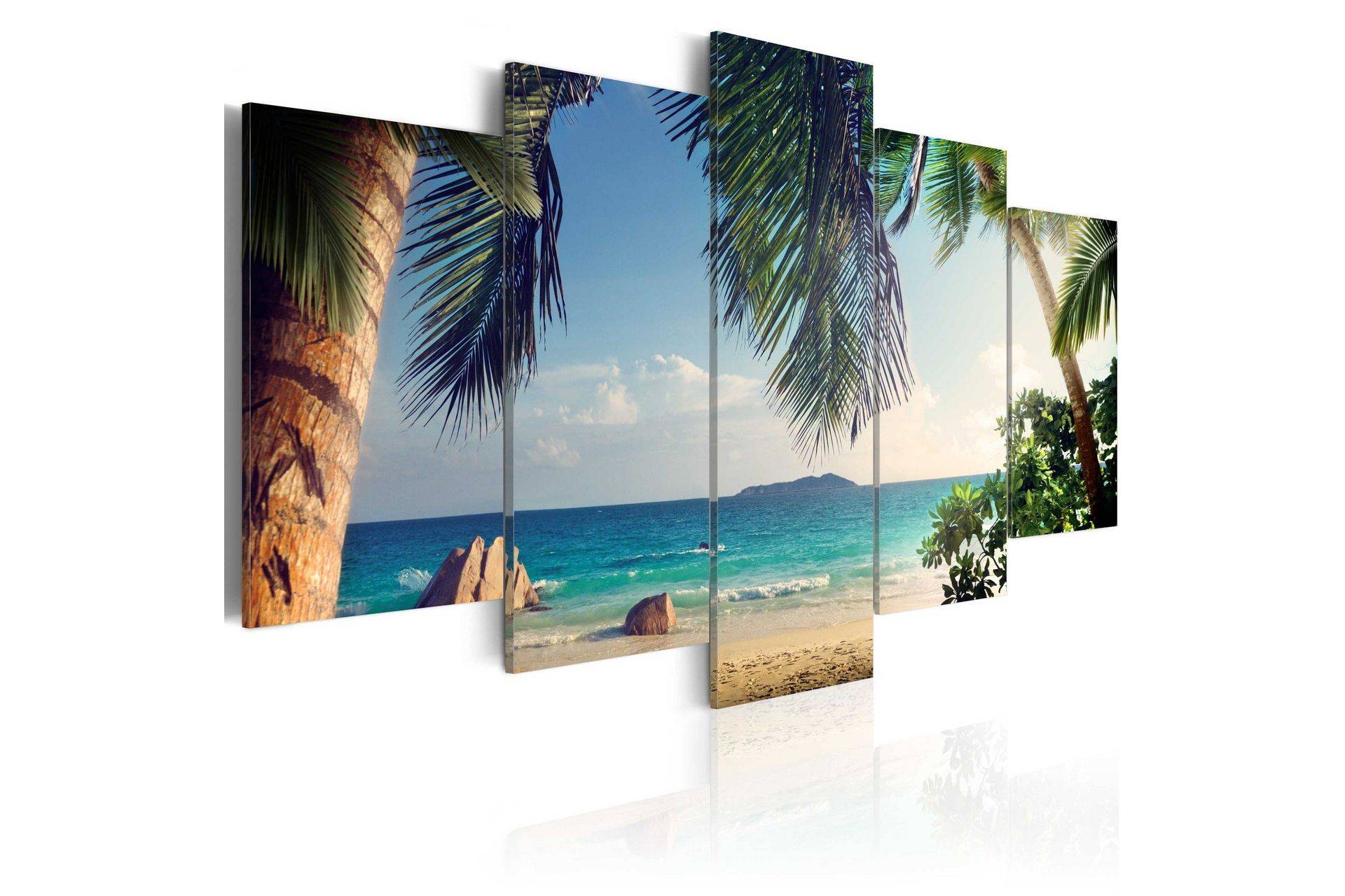 Tavla Under Palm Trees 100x50 - Artgeist sp. z o. Canvastavlor Blå,Flerfärgad