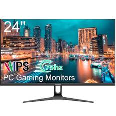 Jhcztrk 24 Zoll PC GamingMonitor, Full HD 1080P Computermonitor, IPS Panel, 75Hz, mit HDMI, VGA, lünettenloser Heim Desktop-LED Büromonitor, VESA Wandmontage kompatibel