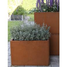 Modern plantekasse corten rust med bund 80 x 360 cm