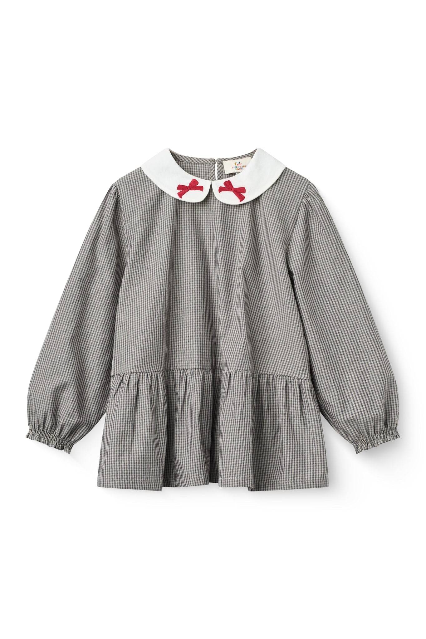 Ternet Skjortebluse m. Broderi - Grey Check Comb. - Grey Check Comb. / 92