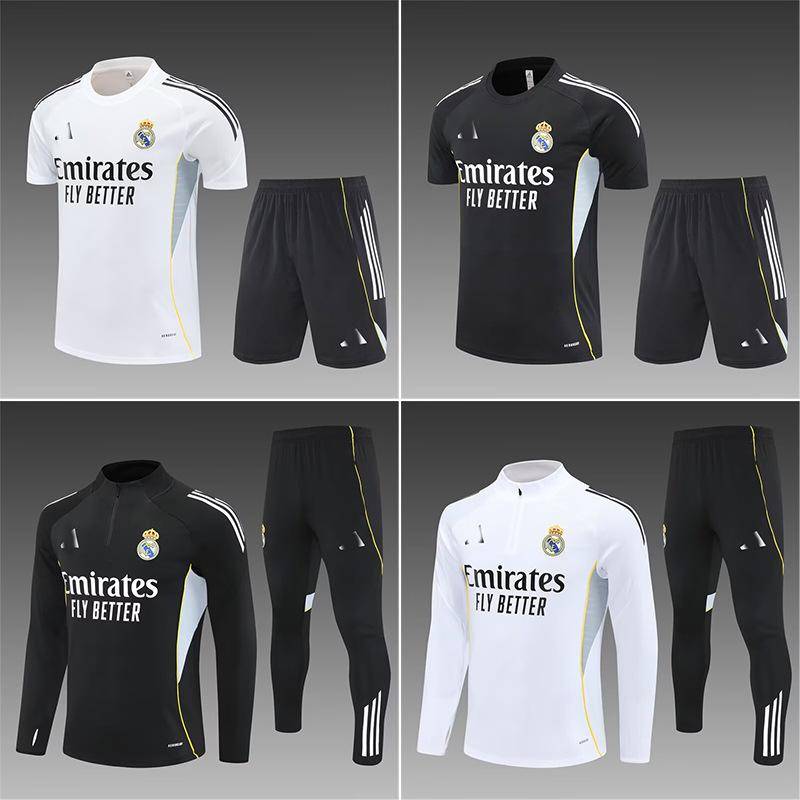 2426 Real Madrid Tröja Långärmad Halvdragning Före Match Fotbollsträningströja Utseendetröja Vuxen Kortärmad Barns Kostym