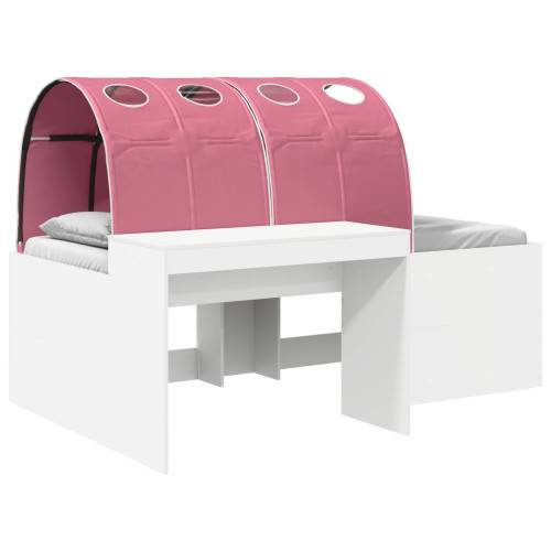 Säng med Tunnel 3 st Vit och rosa 118,6 x 193,2 x 75,1 cm