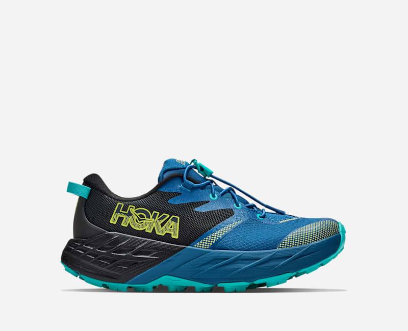 HOKA Speedgoat 7 Schuhe für Kinder in Black/Night Glow Blue Größe 37 1/3Y | Gelände