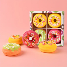 Wholesale Natural Ingredient 4pcs/Box Donuts Shape Bath Salt Bomb Moisturizing Bubble Bath Fizzy Gift with Essential Oil