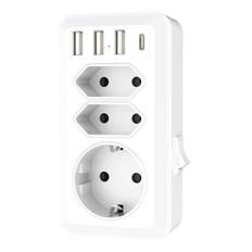 Adapter USA Tyskland stik med 3USB 1USB C, USA adapter stikkontakt med 2AC, rejseadapter type B stikkontakt adapter til Canada Thailand Mexico vægoplader